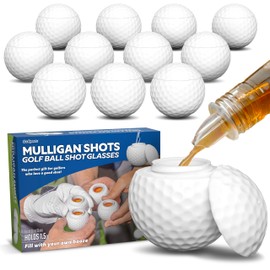 GoSports Mulligan Shots Golf Ball Shot Glasses with Lids - 12 Pack - Funny Golf Gifts for Men