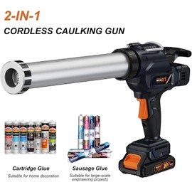 MAXXT 2-in-1 Cordless Caulking & Sausage Gun w/ 2.0AH Battery – Fits 10oz-20oz/300-600ml Cartridges & Sausage Packs, Anti-Dripping Design