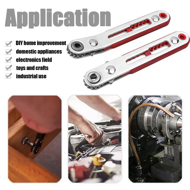 Bestgle 2 Pcs Mini Ratchet Wrench Set Flat Head &