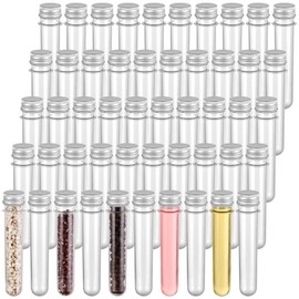 50 PCS Test Tubes, 45 ML Test Tubes with Aluminum Threaded Lids, 1.0 x 5.6 Inches Clear Candy Tubes Vials, Storage Tubes Container for Sample Powder Seed Bead Gift Science Party