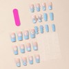 AEGYPIUS Blue Press-On Nails, 24 Pcs Long, Flower Design, ABS