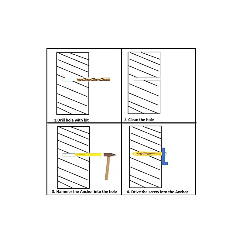Drywall Anchor kit,40 Pieces M6x60mm Plastic Expander Anchor Screw Hole