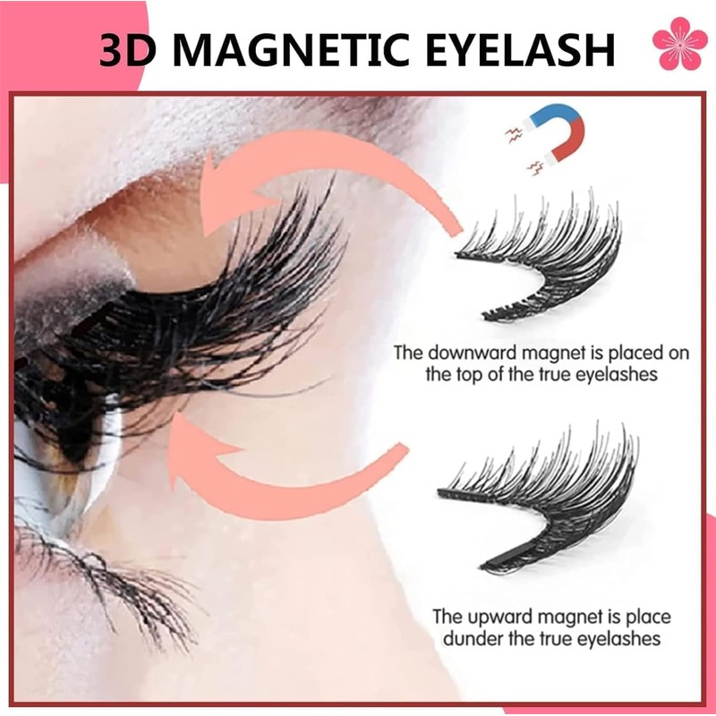 MOVVIYE Magnetic Eyelashes, Magnetic Eyelashes with Applicator, 2025 New Reusable