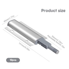 Riisoyu Pack of 12 Pressure Door Openers, Push to Open Door Opener, Magnetic Catch Pressure Door Opener with Push Open Magnet Tip On for Doors, Push Catch Opener, Pressure for Doors, Furniture,