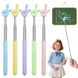 HUSHRICH 5Pcs Teacher Pointer Stick, Telescopic Pointer Finger Extendable Hand Finger Pointer for Elementary School Kindergarten Teacher Supplies Teacher's Day Gift, Extends to 27 In (Singer Finger)