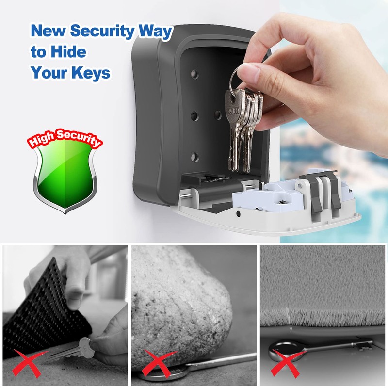 Key Lock Box for Outside, Portable Waterproof Wall Mounted Changeable