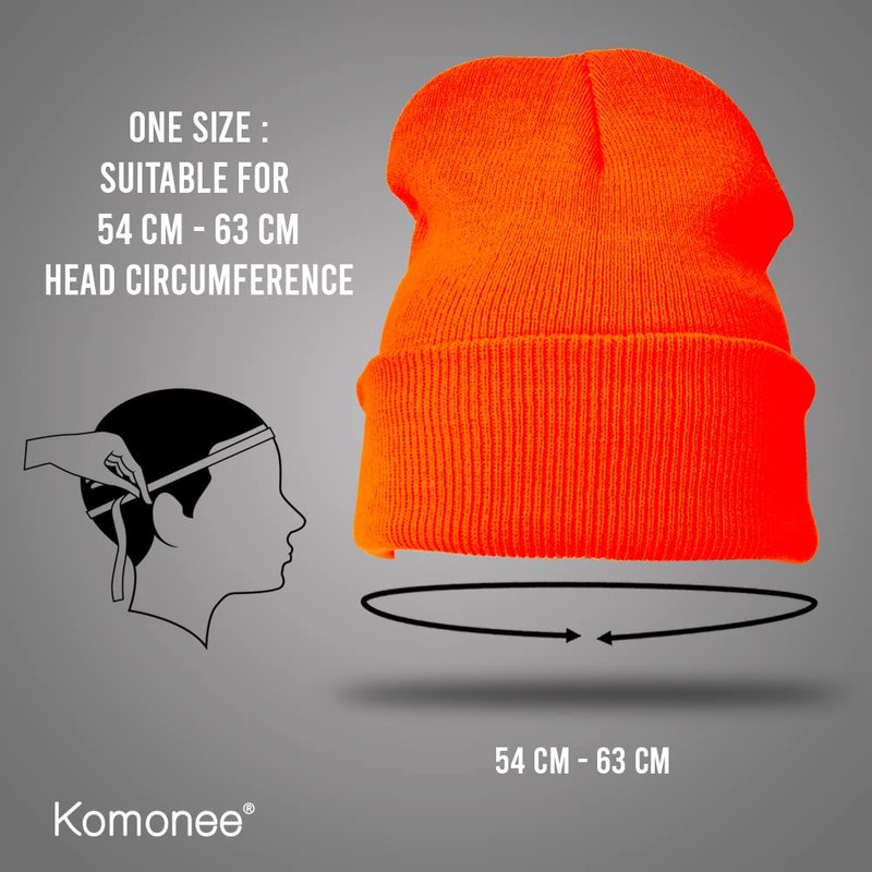 3 x Beanie Hat Plain Orange Soft Comfortable Casual for