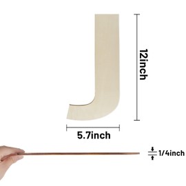 Wooden Letters 12 Inch, Big Wooden Letter J Shapes Cutouts Blank Unfinished Large Wood Alphabet Letters for DIY Crafts Wall Decor Painting Wedding Birthday Party Decoration Room Home Decorations