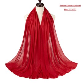 Harewom Hair Wrap for Black Women Long and Large Turban Headwrap Scarf for Braid Headbands Wine Red