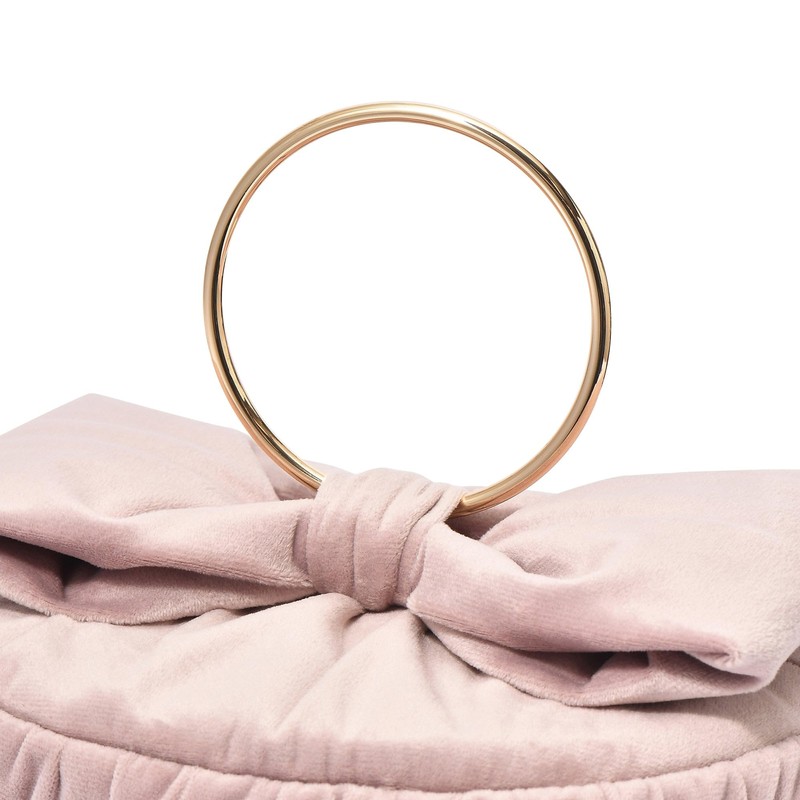 Francfranc Large Velour Ribbon Vanity Pouch, Pink