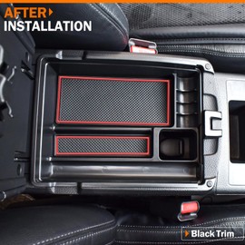 TACORBO Center Console Tray Compatible with Nissan Rogue 2014-2020 and Rogue Sport 2017-2022 Accessories, Armrest Secondary Storage Box, Also Fit Murano 2015-2023 2024 Interior Insert Tray, Red Trim