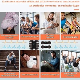 Estimulador muscular EMS, entrenador de abdominales de 8 piezas, dispositivo eléctrico para moldear el abdomen, reductor de grasa, juego de 3 piezas +