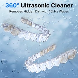 ITSHINY Pulitore Ultrasuoni, 45000Hz Pulitore Ultrasuoni Apparecchio Denti, 200ml Lampada UV Pulitore Ultrasuoni Per Protesi, Allineatori, Apparecchi Ortodontici, Testine Di Spazzolini, Gioielli