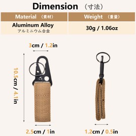 JEELAD Key Ring, Carabiner, Tactical Ring, Velcro, Molle Key Holder, Multi-functional, Compatible with Pouches, Bags, Backpacks, khaki - 4 pcs