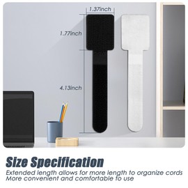 Nearockle 20Pcs Cord Organizer for Appliances, Large Adhesive Desk Cable Management Cord Holder Cord Bundler for Small Kitchen Appliances, Strong Adhesion Without Leaving Residue(Black&White)