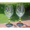 Honey Bee Hand Painted Stemmed Wine Glasses Set of 2