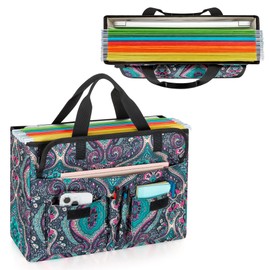 LoDrid Portable File Box with Handle, Foldable Bag for Legal Size File Folder, Separated Storage Laptop Layer (up to 15.6 Inch), Totem, Bag Only(Patent Design)