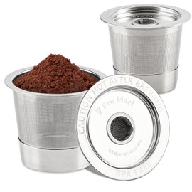 Pro Mael 2-Pack Reusable K Cups Coffee Pods, Universal Stainless Steel Refillable Reusable K Cup Coffee Filters