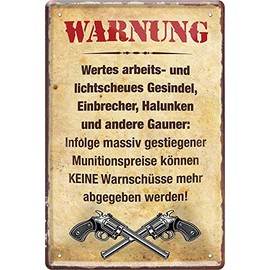 schilderkreis24 - Metal Sign Funny Saying "Warnung Wertes arbeits- " Decorative Metal Sign Humour House Entrance Door Sign Funny Gift Idea 20 x 30 cm