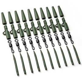 Carp Fishing Tackle Accessories Kit - Safety Lead Clips Action Pack with Anti Tangle Sleeves, Tail Rubbers & Quick Change Swivels for Carp Rigs, Inline Leads