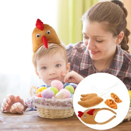 VALICLUD Chicken Costume Set Three-dimensional Easter Chicken Fancy Dress Chicken Headband Chicken Bow Tie Tail