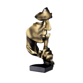 CHSG Handcrafted Silence Is Gold Thinker Statue, Work Of Art Modern And Simple Resin Things, Desk Abstract Figurine Sculptures For Entrance, Creative Room Home, Office Study