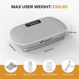 MERACH Vibration Plate Exercise Machine Whole Body Workout Vibration Platform for Fitness Max 300lbs - Color: Grey