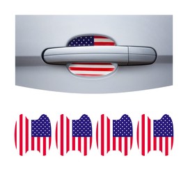 4PCS Car Door Handle Sticker, American Flag Universal Car Door Handle Cup Protective Films, Anti Scratches Door Side Paint Protector, Auto Accessories for Cars Trucks SUVs (Red)