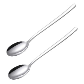 2 x Long Handled Teaspoons Spoons Latte Coffee18/10 Polished Stainless Steel Set of Tea Spoon Cutlery for Ice Cream Sundae Handle