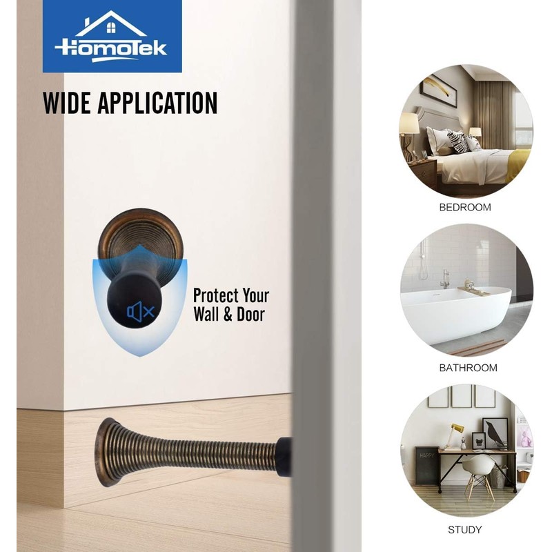 HOMOTEK 50 Pack Spring Door Stopper with Rubber Bumper 3-1/8"