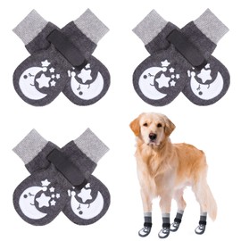 BEAUTYZOO Anti-Slip Dog Socks,Dog Shoes for Hot/Cold Pavement,Paw Protectors with Grips 3 Pairs for Puppy Small Medium Large Senior Old Dogs,Dog Socks to Prevent Licking and Hardwood Floor Protection