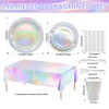 Poqirzan 146pcs Iridescent Party Supplies Iridescent Party Tableware Sets Serve