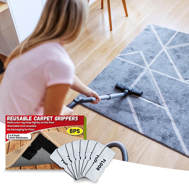 Birllaid Pack of 8 Carpet Non-Slip Grippers for Floors Washable