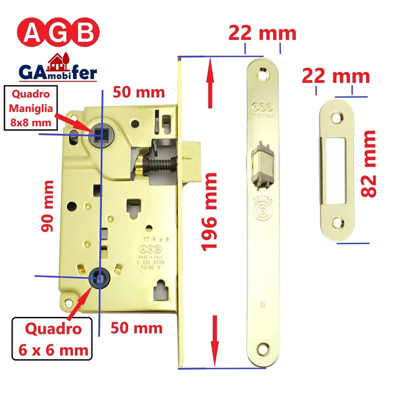 AGB Internal Door Lock Recessed Bathroom Accessory for Bathroom WC