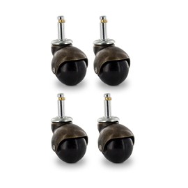 2" Diameter Antique Brass Swivel Hooded PVC Ball Caster 7/16" x 1-3/8" Friction Ring Stem 4 Pack