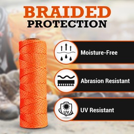 SGT KNOTS HMPE Rope - Polyethylene Throw Line Arborist Rope - Tree Guide Rope - 1.75mm for Indoor and Outdoor Uses - Orange (1000ft)