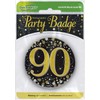 OakTree 3" Badge 90th Birthday Sparkling Fizz Black Gold Holographic