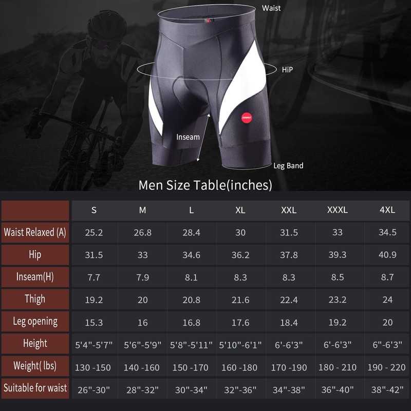 Souke Sports Men’s 4D Padded Cycling Shorts - Breathable &