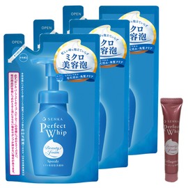 SENKA (Bulk Purchase) Perfect Whip Speedy Refill 130 mL x 3 Packs + Bonus Foam Texture Pores Dirt Moisture Roughness Facial Cleanser Refill [Amazon.co.jp Exclusive]
