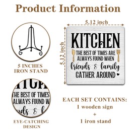 Cazhes Home Kitchen Wooden Shelf Table Decor with Iron Stand, Kitchen The best of Times Sign, Fun Wood Plaque Desk Decorative Sign for Dining Room Decor-E07