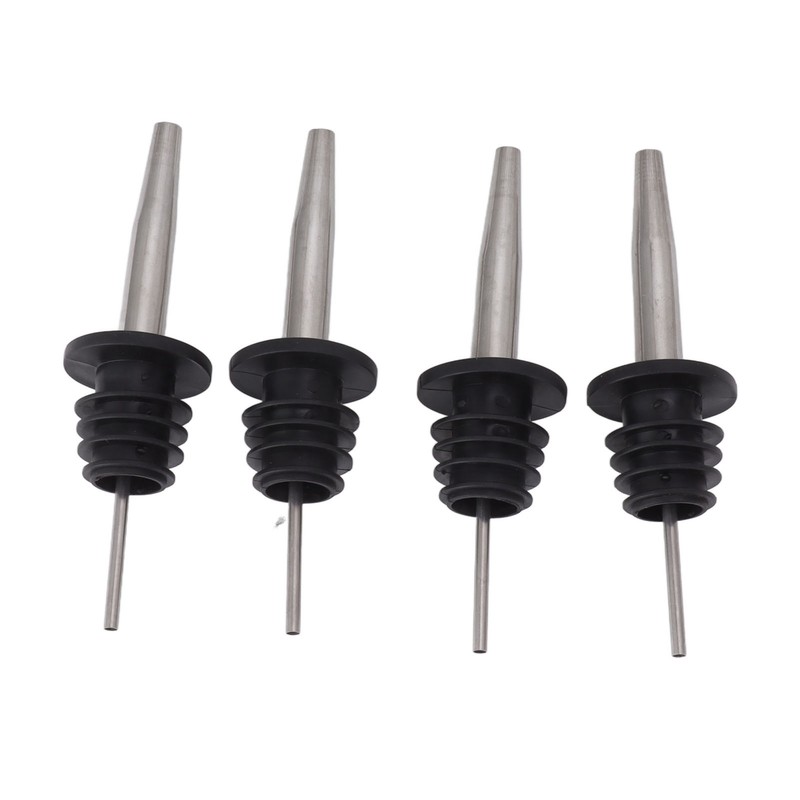 24pcs Stainless Steel Bottle Pourers with Black Plastic Cover Conical