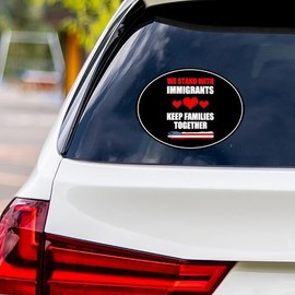 We Stand with Immigrants Vinyl Sticker, Anti-Trump, No Kings Liberty Sticker, Resist Fascism Car Bumper Sticker, 6" x 4.5"