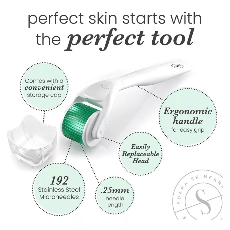 Sdara Skincare Derma Roller- Rostr. 192 Microagujas De Acero Inoxidable.