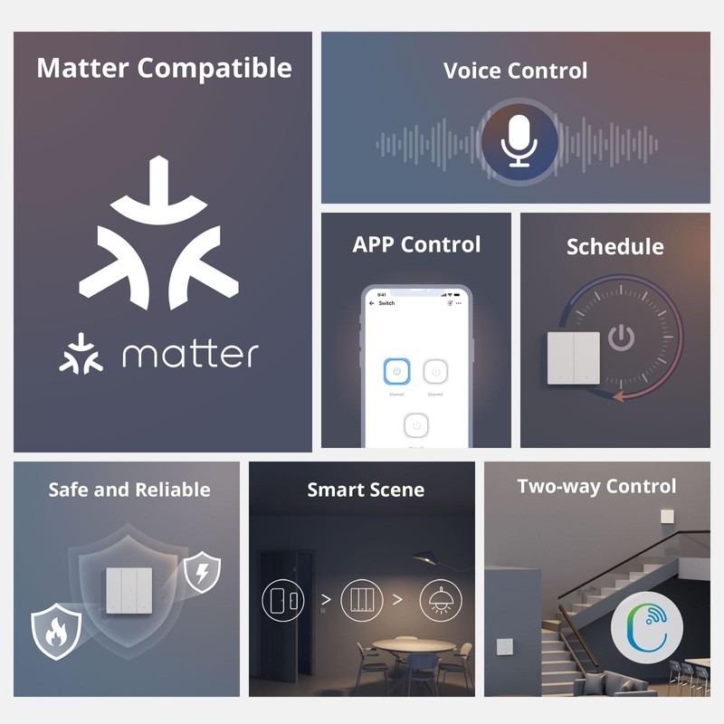 SONOFF Matter Smart Light Switch, 2.4GHz WiFi Light Switch, Neutral