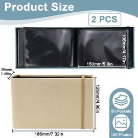 LPZMPZ Photo Album Slip-in Album 10 x 15 100 Photos Photo Album Photo Albums Small for Picture Album Insert Landscape Format with Foil Pockets for Gifts Wedding Couples Baby Family Birthday