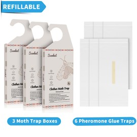 Sumkat 24-Pack Clothing Moth Traps with Pheromone Attractant Sticky Adhesive for Closets and Carpet Non-Toxic Moth Prevention