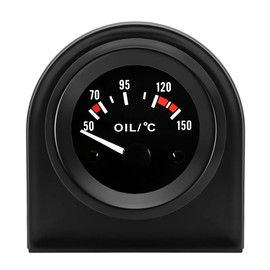 LKRXW Car Oil Temp Gauge 2" 52mm Auto Oil Temperature Gauge Meter Celsius Temp Pointer Instruments 12V Bright White Light Indicator 50 to 150 Celsius