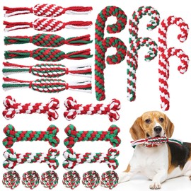 Glimin 24 Pcs Christmas Dog Rope Toys Pets Puppy Chew Interactive Toys Tough Dog Christmas Pet Toy Colored Chew Training Toys for Small Medium Large Dog Teething Cleaning Gifts (Classic Style)