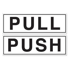 PUSH & PULL HORIZONTAL DOOR SIGN VINYL SAFETY STICKERS 150mm by 50mm Each