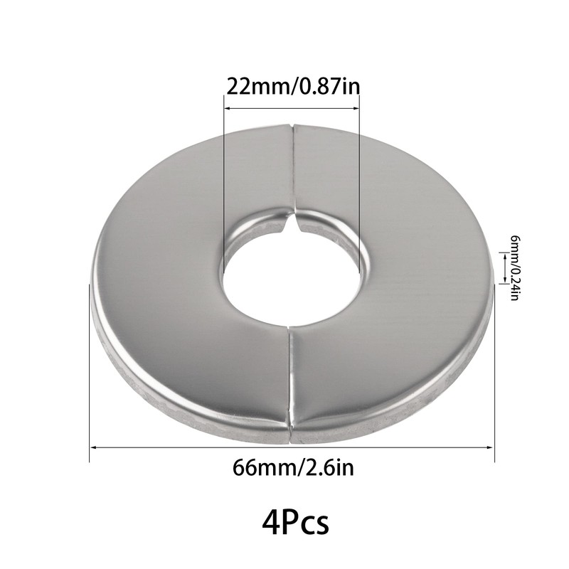 Rrina 4Pcs 304 Stainless Steel Wall Split Flange Round Escutcheon